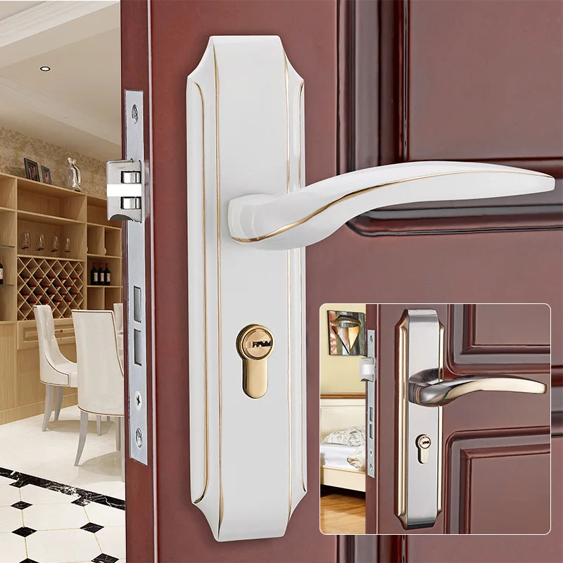 

American-Style Doorknob Protector European Style Solid Wood Door Bedroom Door Lock Household Hardware Mechanical Door Lock