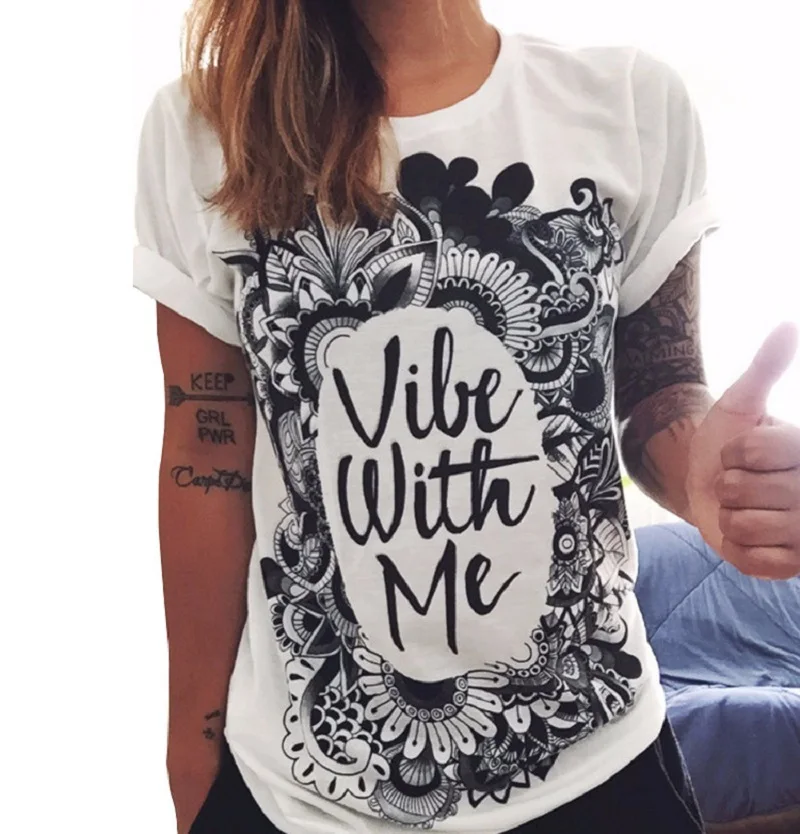 2020 Summer Top Shirts Women T Shirt Graffiti Print Tshirt Plus Size T-shirt Tees Tops Fashion White Black S M L XL XXL