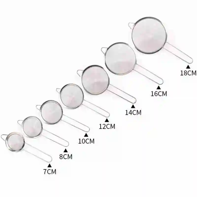 

Wire Fine Mesh Sieve Oil Strainer Stainless Steel Flour Colander Sifter For Filtering Food Multiple Sizes DIY Kitchen Strainer