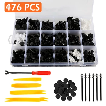 

Universal ABS 435pcs Mixed Car Fastener Clips Rivet Retainer +6pcs binding bands+5pcs Hand Clpis Tools+30pcs sound-proof cotton