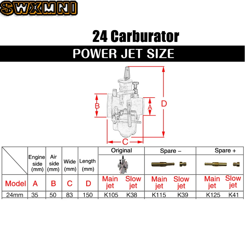 PWK 24 мм карбюратор для Yamaha Honda Suzuki 2 тактный двигатель Мотоцикл ATV UTV питбайк