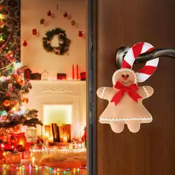 Придверный, с рождественскими мотивами ручка подвесное нетканое печенье кукла Рождественское украшение для дома ручка двери висящий