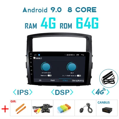 4G 64G DSP canbus Android 9,0 1280P 4G 64G Carplay Автомобильный gps радио для MITSUBISHI PAJERO V97 V93 2006- навигация DSP ips экран без DVD плеера - Цвет: 4G 64G DSP canbus