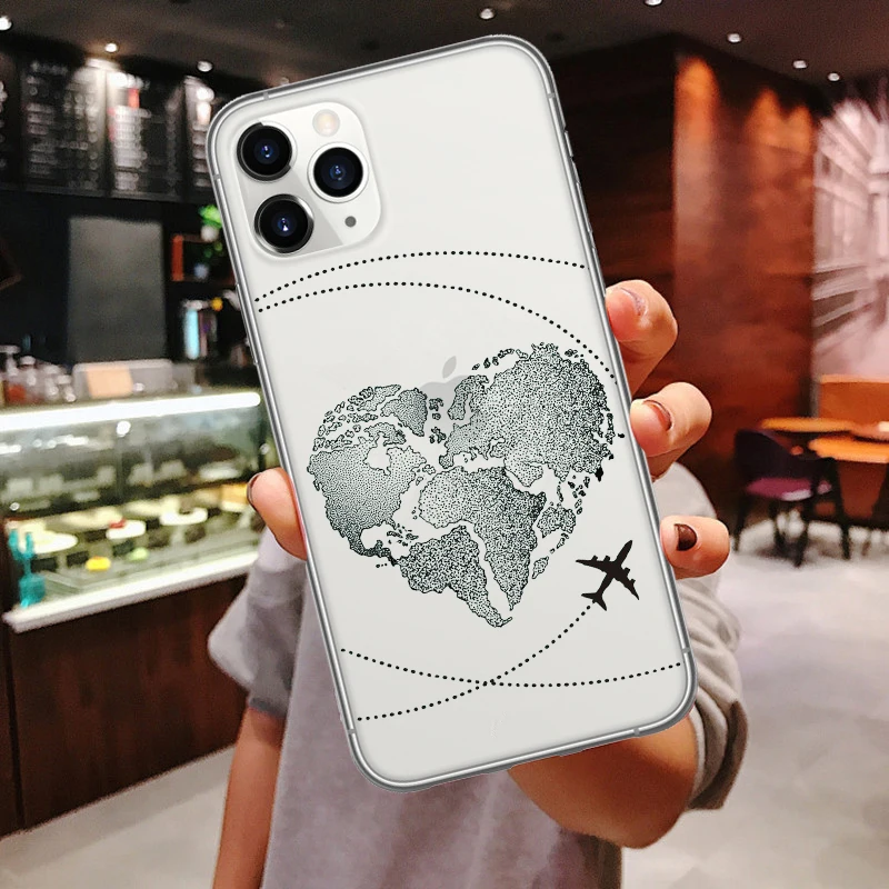 World Map Travel Just Go Soft Phone Cases for iPhones 11 Pro Max 2019 plane silicone Cover For iPhones 6s 7 8 Plus XR XS Max X
