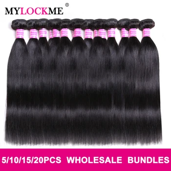 

MYLOCKME Hair Wholesale Bundles Deals Peruvian Straight Hair Bundles 100% Human Hair Remy Hair Bundles Natural Color Hair