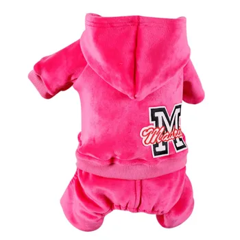 

Pet Autumn Winter Velvet Sportwear Puppy Warm Hooded Coat Fashion Letter Thickening 4-legged Clothes For Small Medium Dog #7