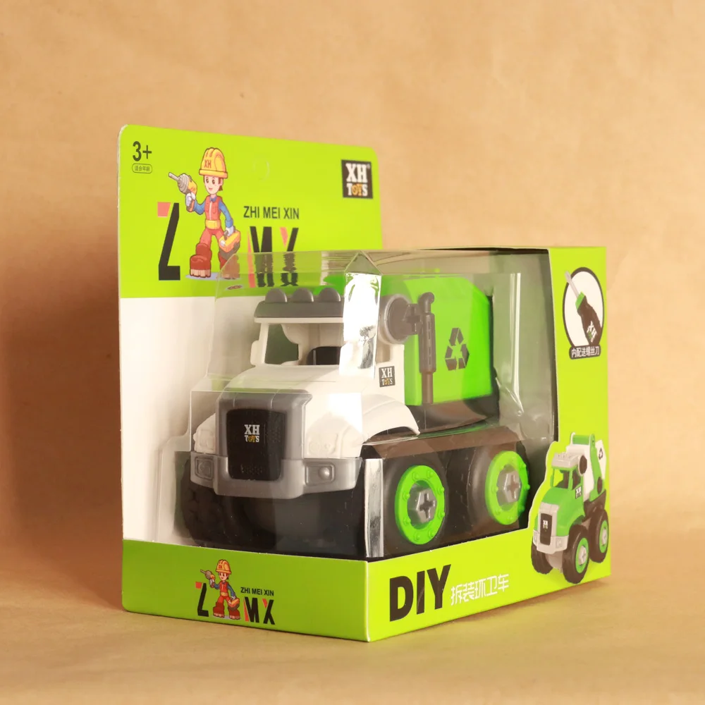 

Construction Vehicle Truck Sanitation Garbage Truck Crane Cars Enlighten Educational DIY Assembly Group Model Toys