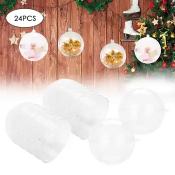 

24Pcs Transparent Christmas Pattern Fillable Ball Manicure Ornaments Party Decoration Ball Nail Art Storage Ball for Christmas