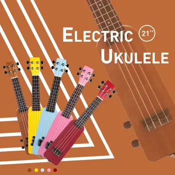 

Entertainment Creative 21" Solid Wood Okoume Electric Ukulele Ukelele Uke with 3.5mm & 6.35mm Outputs W/ Carrying Bag