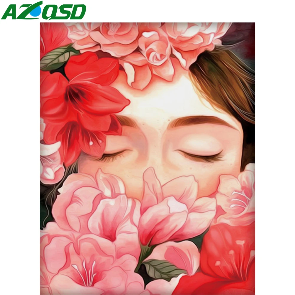 

AZQSD 5D DIY Diamond Painting Portrait Full Square Drill Diamond Mosaic Girl Picture Of Rhinestone Needlework Home Decoration