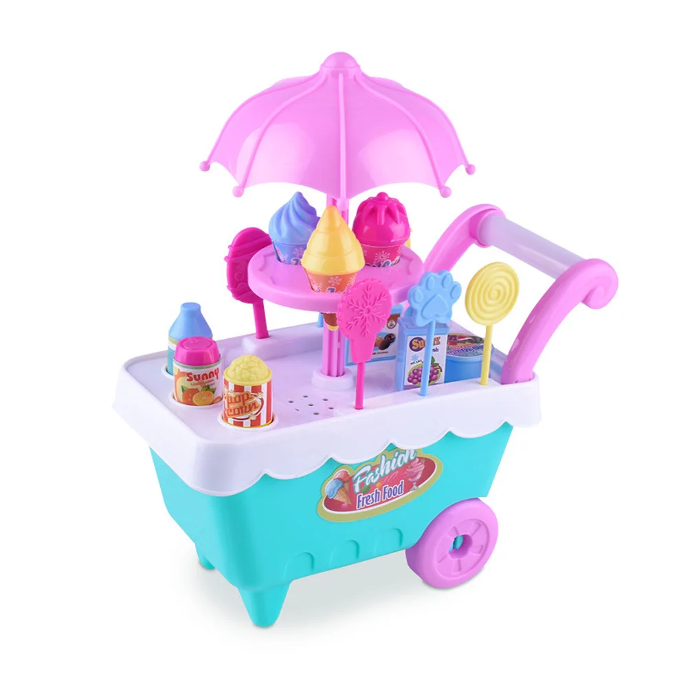 

Children Role Play Toys Mini Candy Cart Detachable Ice Cream Shop Cart Toy FO Sale