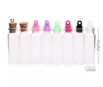 

100pcs 12x40mm 2.5ml Glass Bottles Wishing Bottle Empty Sample Storage Jars with Cork /Plastic/Silicone Stoppers Transparent