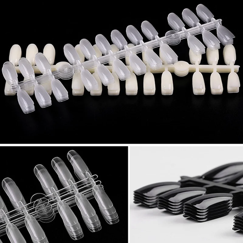 120pcs Long Stiletto Nails Color Swatch Practice Palette Sharp False Nail Art Tips Acrylic Salon Natural Clear Display Board