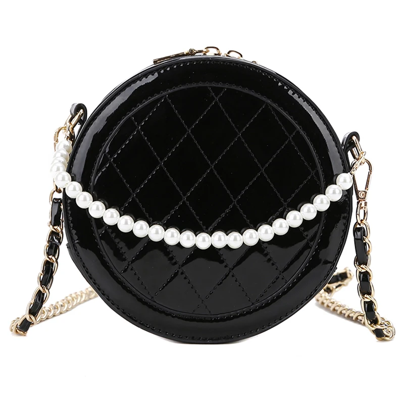 

iVog New Arrival Everyday Female Small Geometric Black Shoulder Messenger cc Handbag Clutch Round Bags for Women 2019