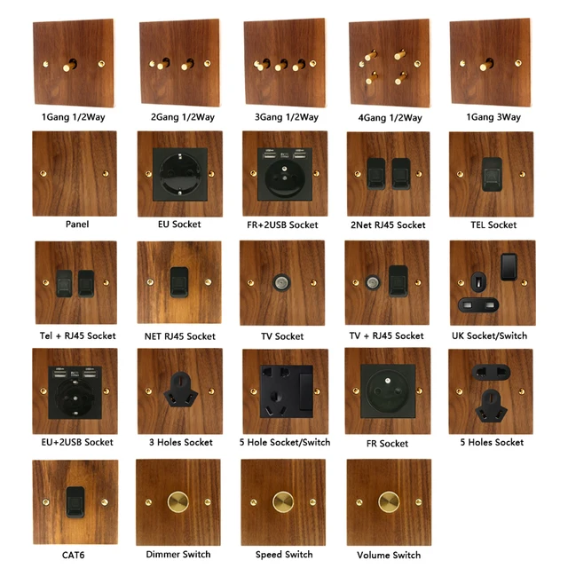 Avoir Wall Wooden Vintage Toggle Switch 2 Way Light Switches Double Usb Electrical Socket EU FR Avoir Wall Wooden Vintage Toggle Switch 2 Way Light Switches Double Usb Electrical Socket EU FR Franch Standard Power Outlet 16A