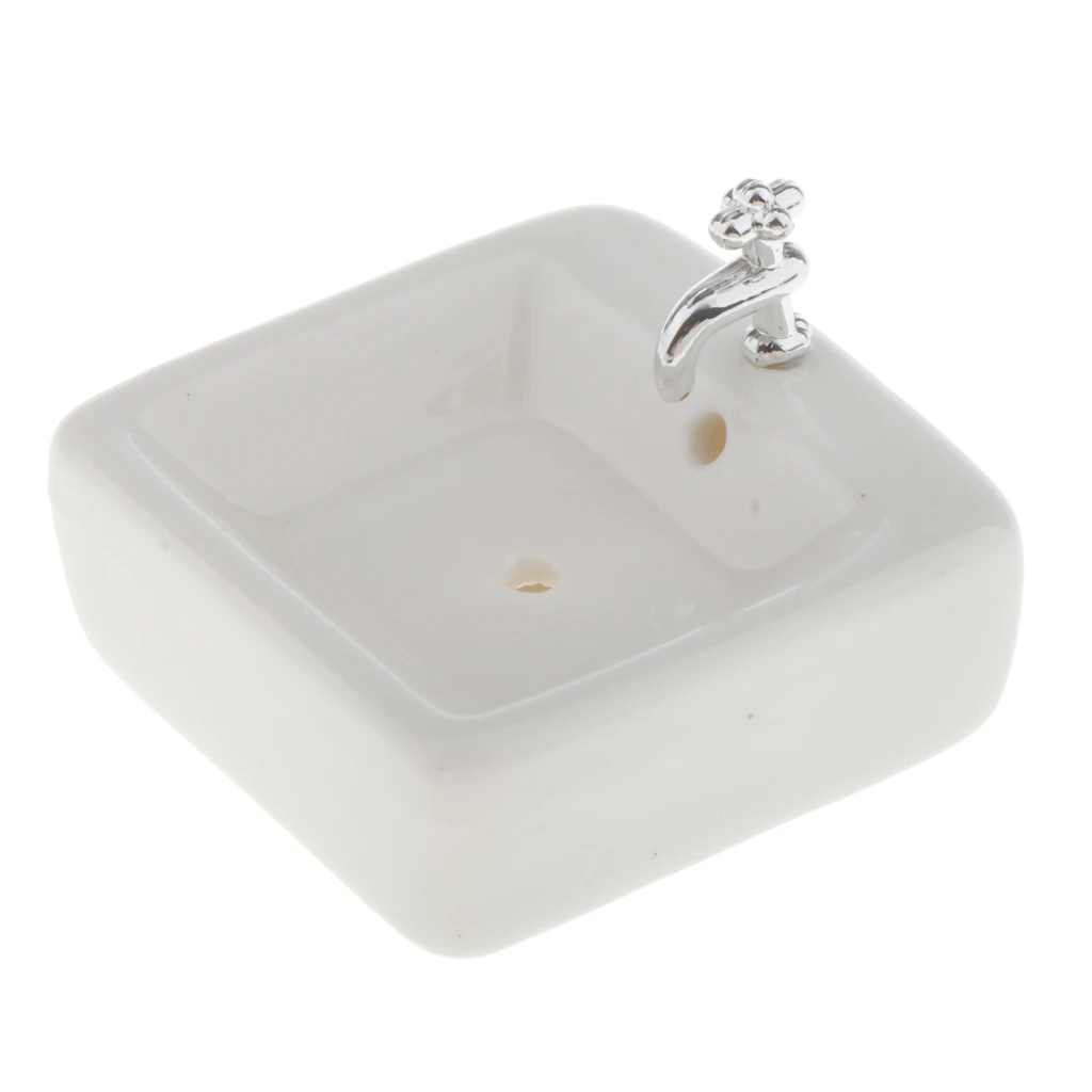 1:12 Mini Square Wash Basin Sink Simulation Dollhouse Furniture Model Accs