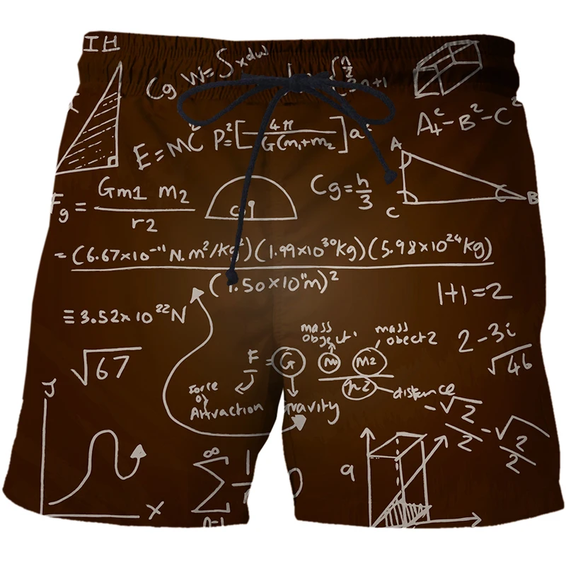 

Hot New mathematical formula 3D Print Men's Beach Shorts Summer Swim Shorts Fashion Personality Men Swimming Trunks Short 2021