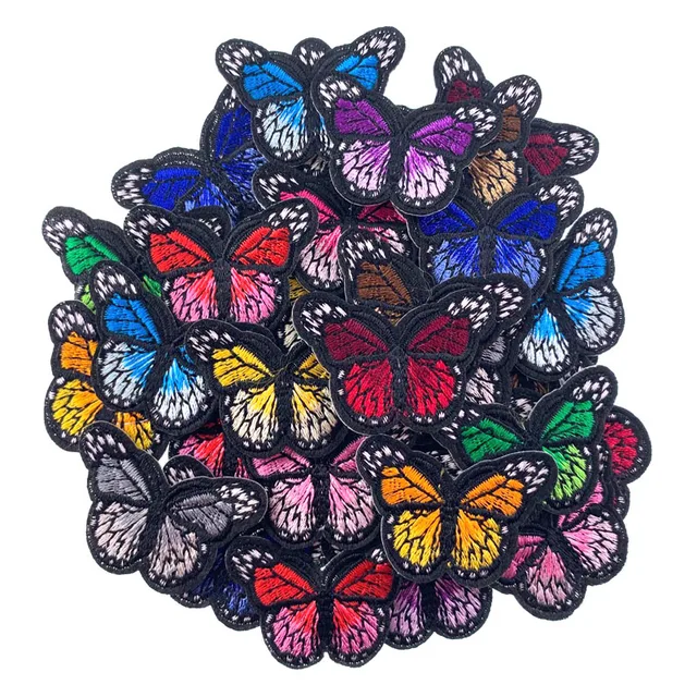 Buy 5Pcs Embroidery Butterfly Patches For Clothing Iron On Patch Appliques Stickers Fabric Accessories 3.0 x 4.4 cm Online