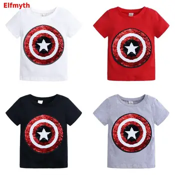 

2019 Sprideran Captain America Changing Switchable T-Shirt Boys T shirt Unicorn Girls Tops Kids Tshirt Summer Top Koszulka New