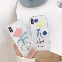 INS простой и стильный милый свежий чехол для телефона с вазой для iphone Xs MAX XR X 6 6s 7 8 plus инновационный узор мягкая задняя крышка из ТПУ(China)