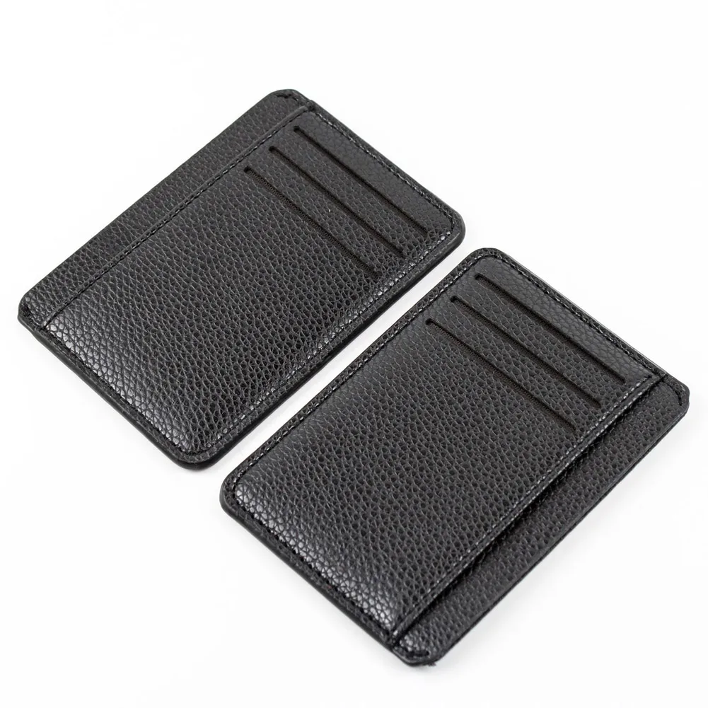 

2019 Fashion Men Simple Card Holder PU Leather 6 Card Slot Lichee Pattern Solid Color Ultra-Thin Card Package Small Wallet LBY