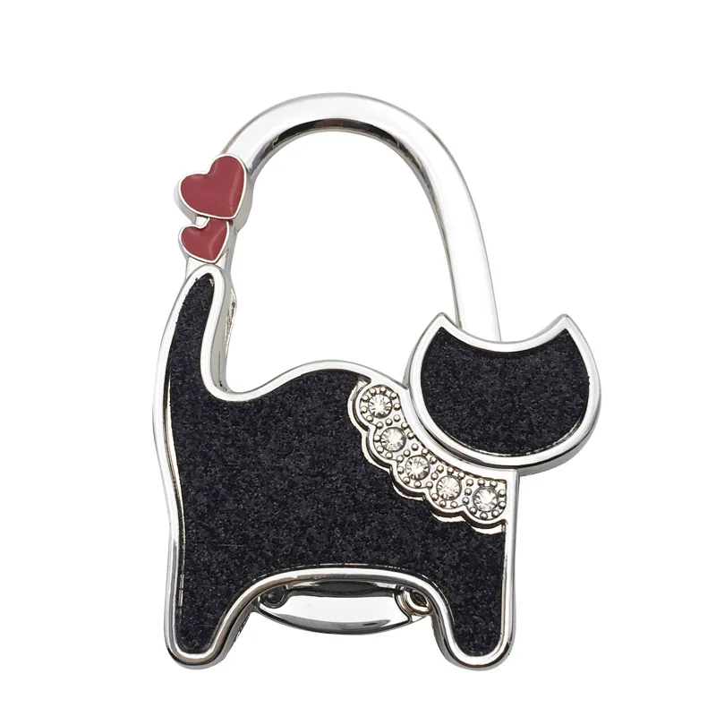 

Cute Cat Rhinestone Foldable Purse Bag Tote Hanger Handbag Table Hook Holder