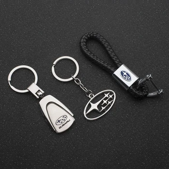 

3D Metal+Braided rope Car Styling Keychain Key Chain Key Rings For Subaru Forest Human Lion XV Impreza WRX WRC STI Accessories