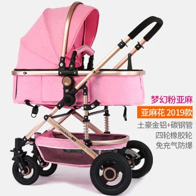 Детская коляска с подвеской, высокий пейзаж, 0-36 месяцев, для сна, для новорожденных, детская коляска, детская коляска - Цвет: Pink 2