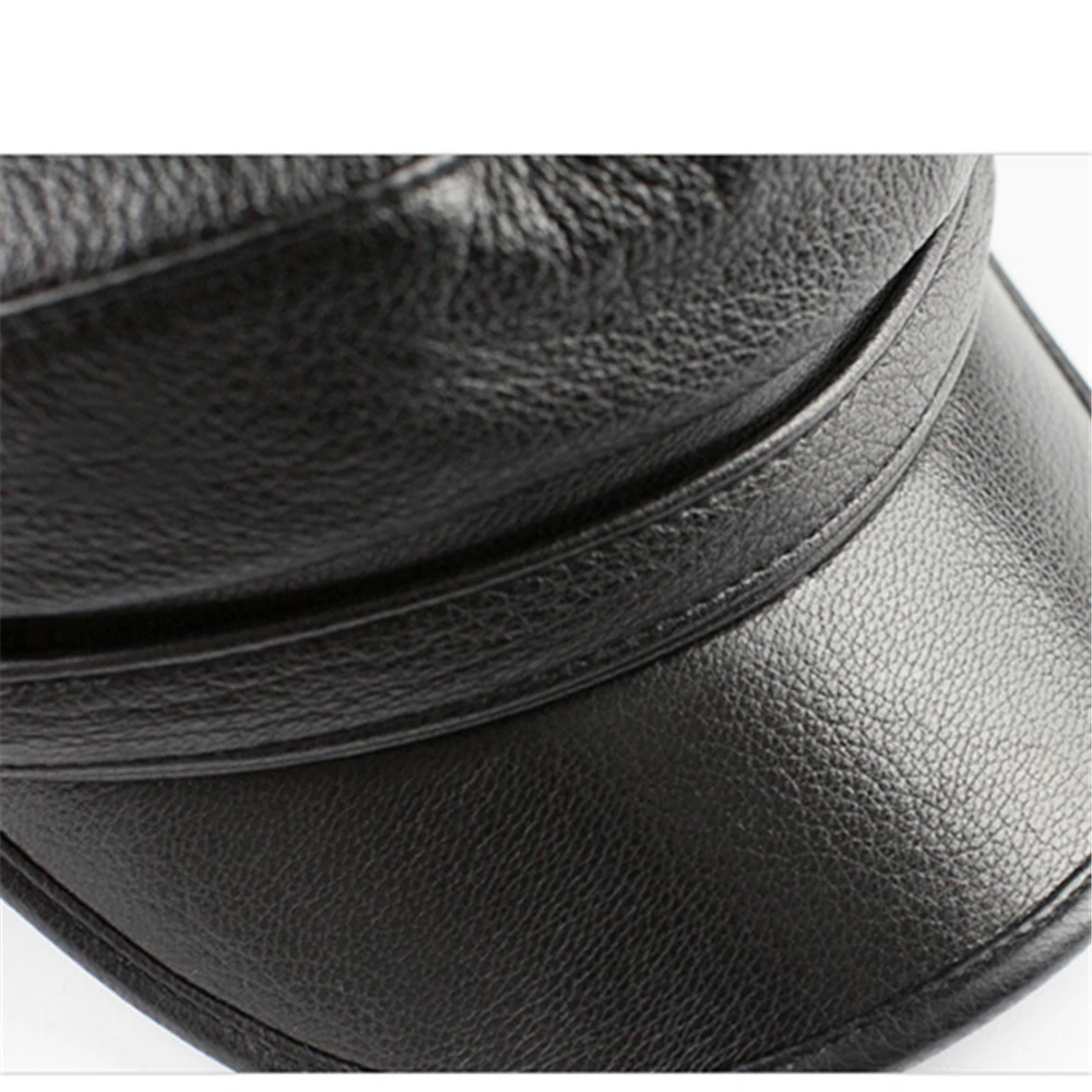 LA SPEZIA Newsboy Cap Women Genuine Leather Baker Boy Hat Real Sheepskin Ladies Beret Black High Quality Flat Cap
