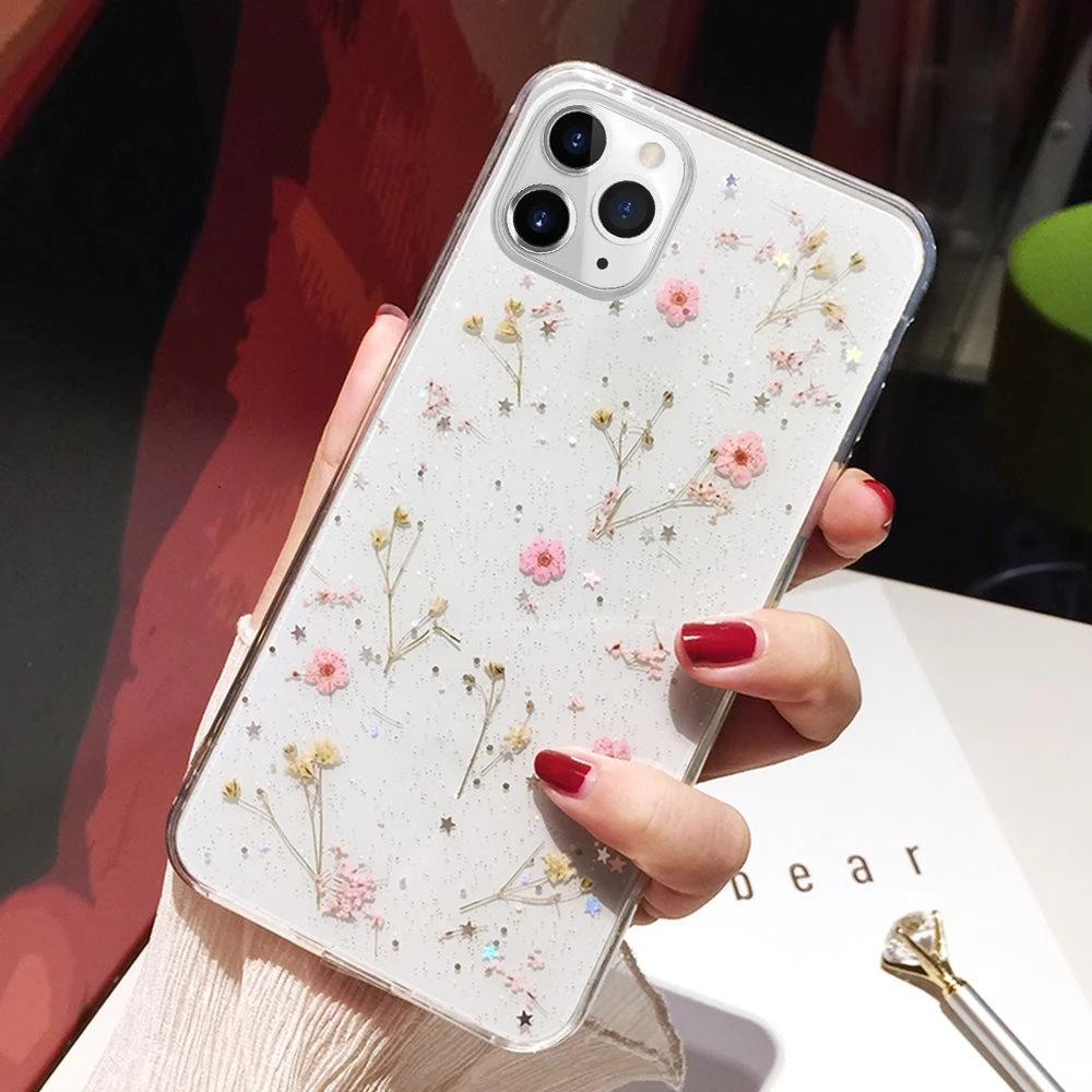 LAPOPNUT цветы Мягкая силиконовая задняя накладка из ТПУ чехол для IPhone 11 Pro X Xr Xs Max Xr 6 6S 7 8 Plus прозрачный противоударный прозрачный чехол - Цвет: Розовый