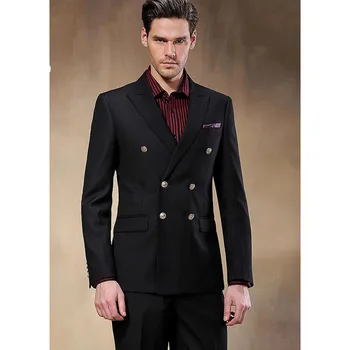 

Custom Made Black Double Breasted Men's Wedding Suits Formal Business Slim Groomsman Tuxedo Men Suits (Jacket+Pants) W311