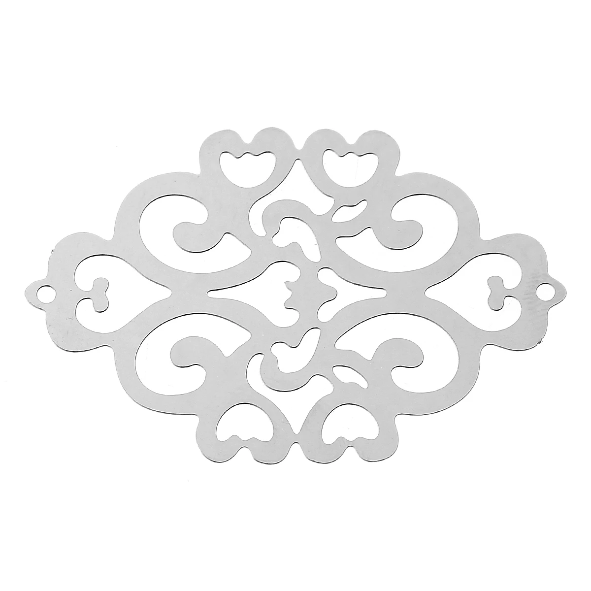 

DoreenBeads Filigree Stainless Steel Connectors Findings Findings Rhombus Silver Tone Heart Hollow 49mm(1 7/8")x 33mm,1 Piece