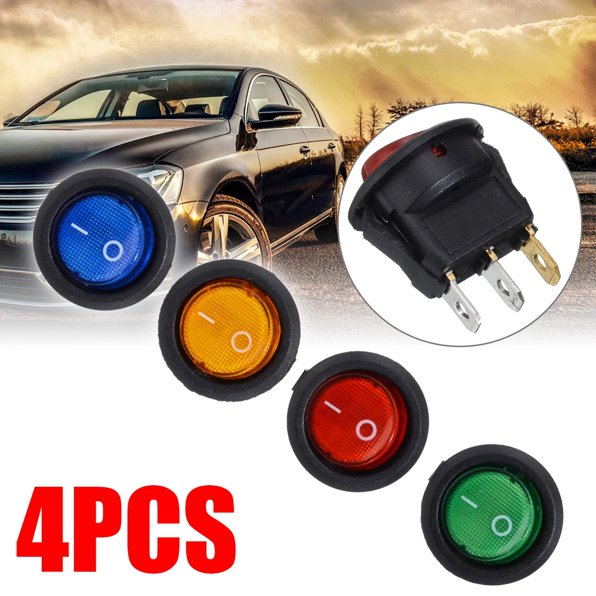 

Mayitr 4Pcs Car 12V Round Rocker Dot Boat LED Light Toggle Switch SPST ON/OFF Top Sales Electric Controls