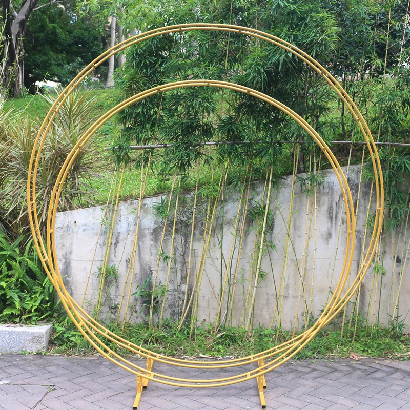 JAROWN Wedding Party Props Backdrop Iron Arch Stand Decor Double Round Ring Arch Frame Decorative Flower Arch Door Decoration (11)