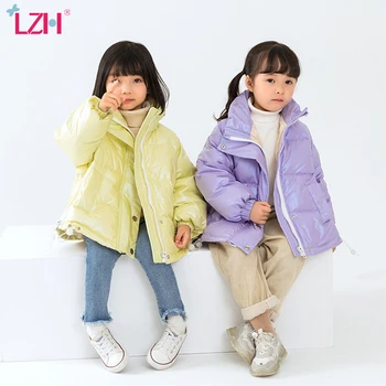 

LZH 2020 Autumn Casual Solid Color Loose Winter Jacket For Girls Thickened Warm Pearlescent Stand-Up Collar Boys Coat 4-8 Years