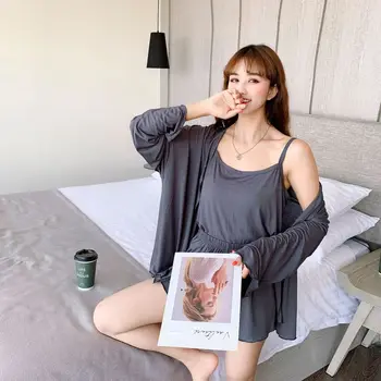 

Three-piece Pajamas for Women Minimalism Pajama Set Plus Size Sleepwear Set Loose Casual Home Clothes Pjs Women Short Pajama Set