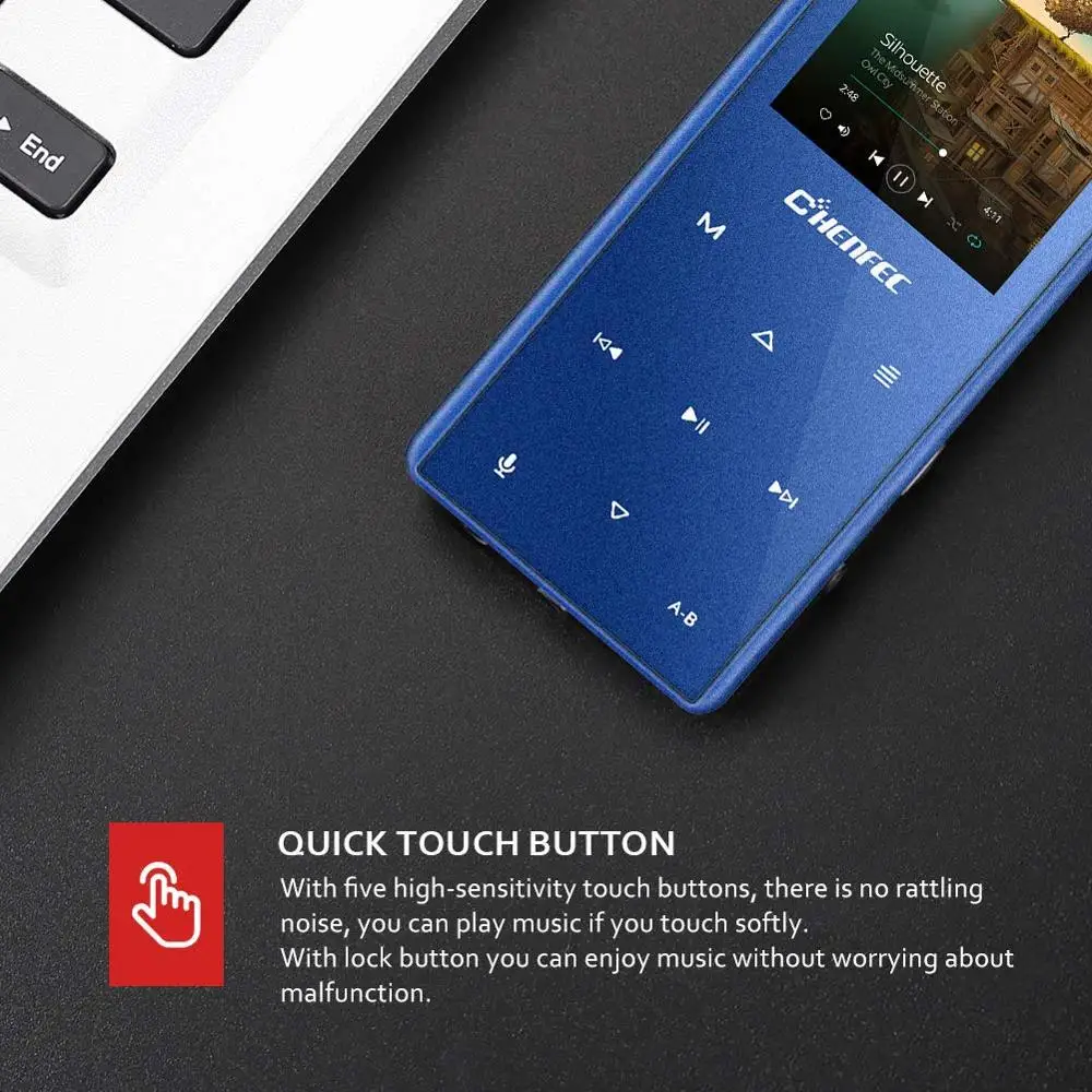 MP4 плеер с Bluetooth 4,2, Hi-Fi без потерь Звук Музыкальный плеер Металлический корпус встроенный динамик с FM, поддержка sd-карты до 128G
