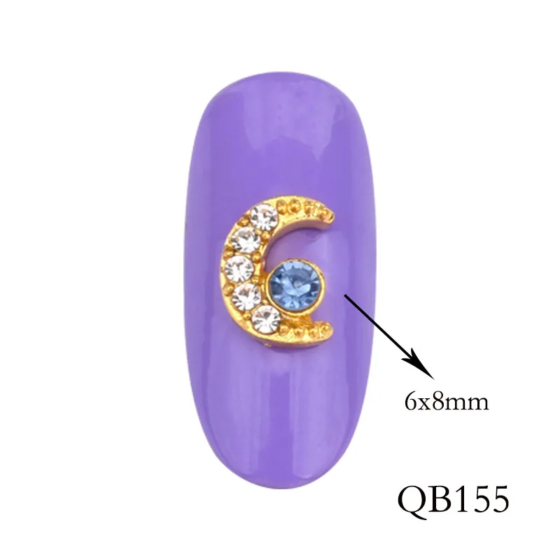 QB155 10 шт. 3D Стразы для ногтей из золотого сплава с жемчугом и стеклянным дизайном, длинные очаровательные Гламурные украшения для ногтей, аксессуары для маникюра - Цвет: QB155