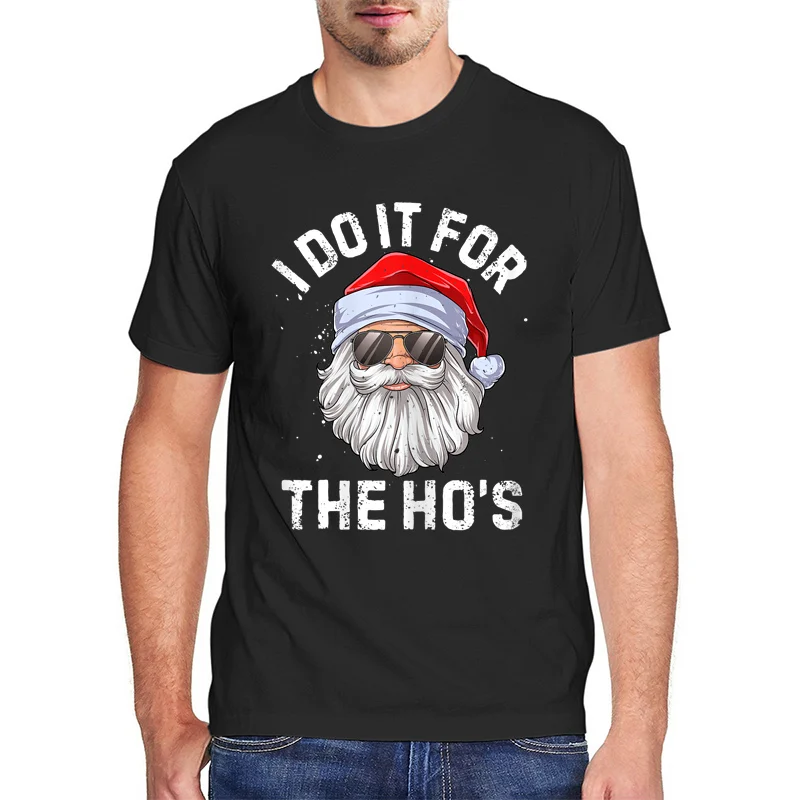 

Модная ретро футболка с принтом «I Do It for The Ho», 100% хлопок, Рождественская Мужская футболка с Сантой, женская футболка, черная уличная одежда
