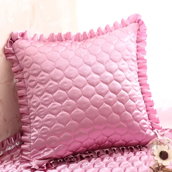 

Luxury Cushion Cover Silk Solid Pink Grey Blue Floral Fringe Home Decorative Pillow Cover For Couch Bed Chair 45x45cm 55x55cm