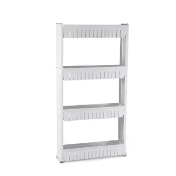 

Kitchen Bathroom Storage Rack Finishing Room Thickening Reinforcement Four Layers Belt Pulley Frame Sewing Detachable Shelf