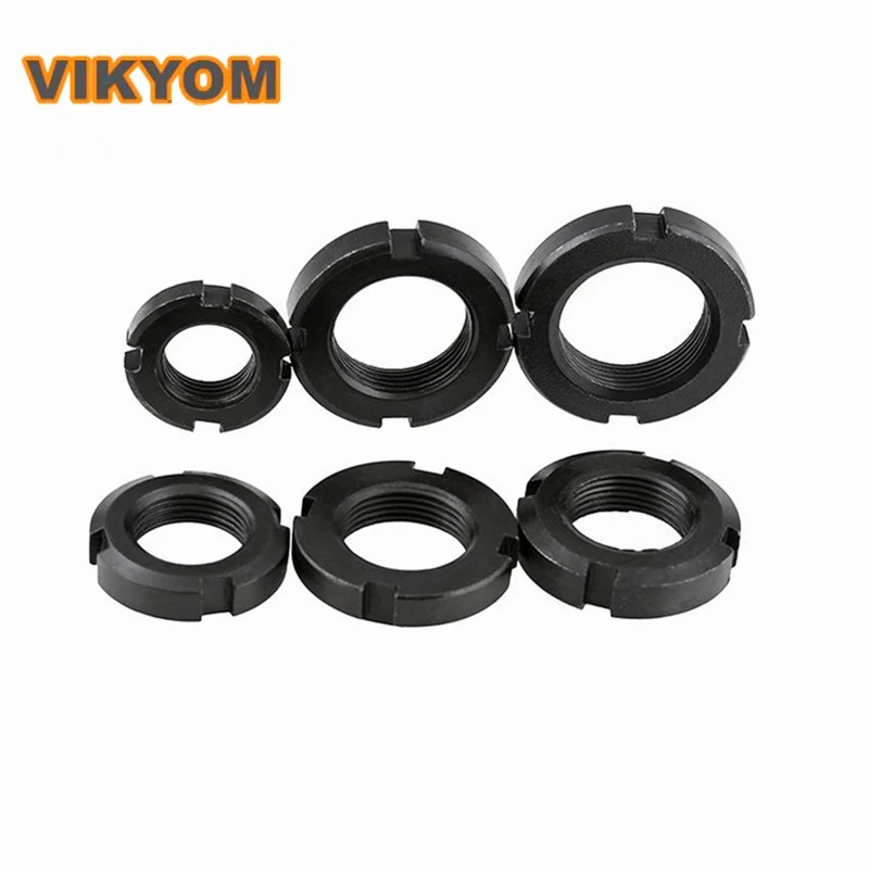 

GB812 Round nut Slotted nut Four-slot screw cap M10 M12 M16 M20-M60 Carbon steel round nuts