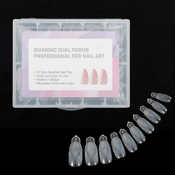 

120pcs/set False Nails Forms Diamond Tips Sharp End Stilettos Fake Nail UV Gel Manicure Easy Apply Salon