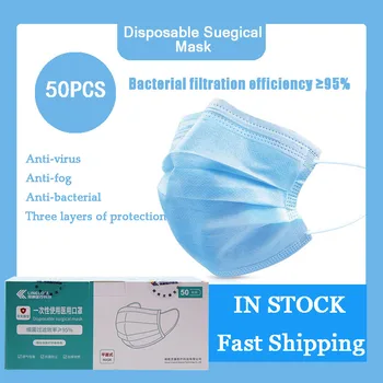 

50PCS Face Mask Anti-dust Safe Breathable Mouth Mask Dental Disposable Kids Adult Ear loop Face Surgical medical Masks