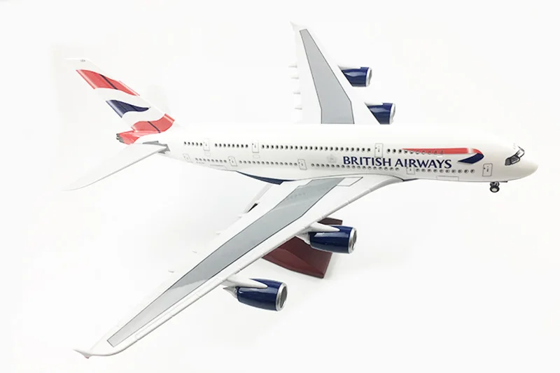 1/160 масштаб смолы Голосовое управление СВЕТОДИОДНЫЙ самолет Airbus A380 с светодиодный свет 46 см игрушка в виде самолета Дети подарок для коллекции