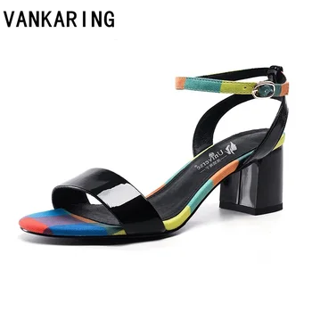 

2020 women sandals print leather high heels summer party wedding shoes woman sexy open toe heels pumps new designer sandals