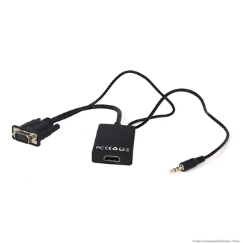 

New VGA Male to HDMI Female Converter Adapter Cable With Audio Output 1080P VGA HDMI Adapter for PC laptop to HDTV Projector r10