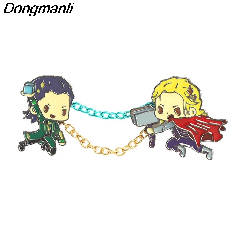 

P4047 Dongmanli 2pcs/set Cute Enamel Pins Metal Collar Pins and Brooches for Women Brooch Friend Jewelry Lapel Pin Badge