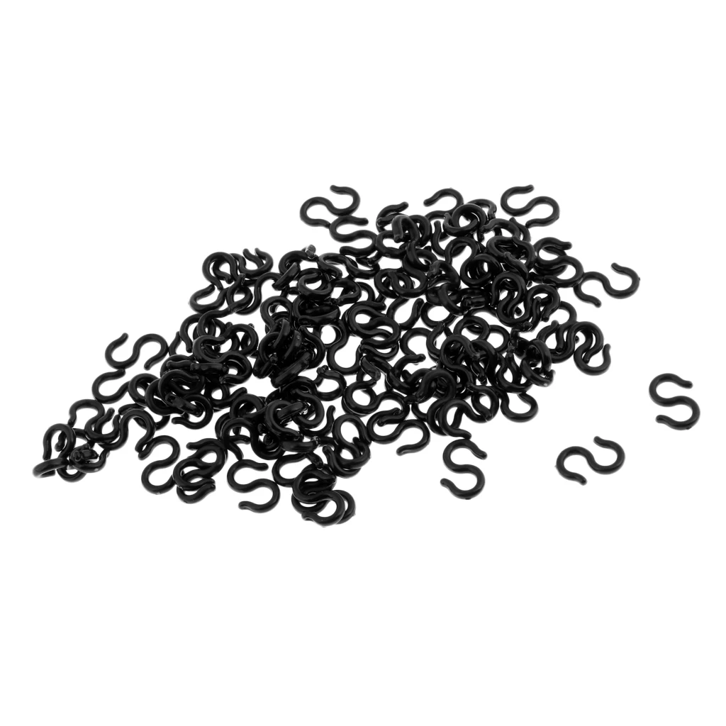 100pcs Black S-Hook Clips Shift Cable Brake Gear Cable Housing Holder Guide