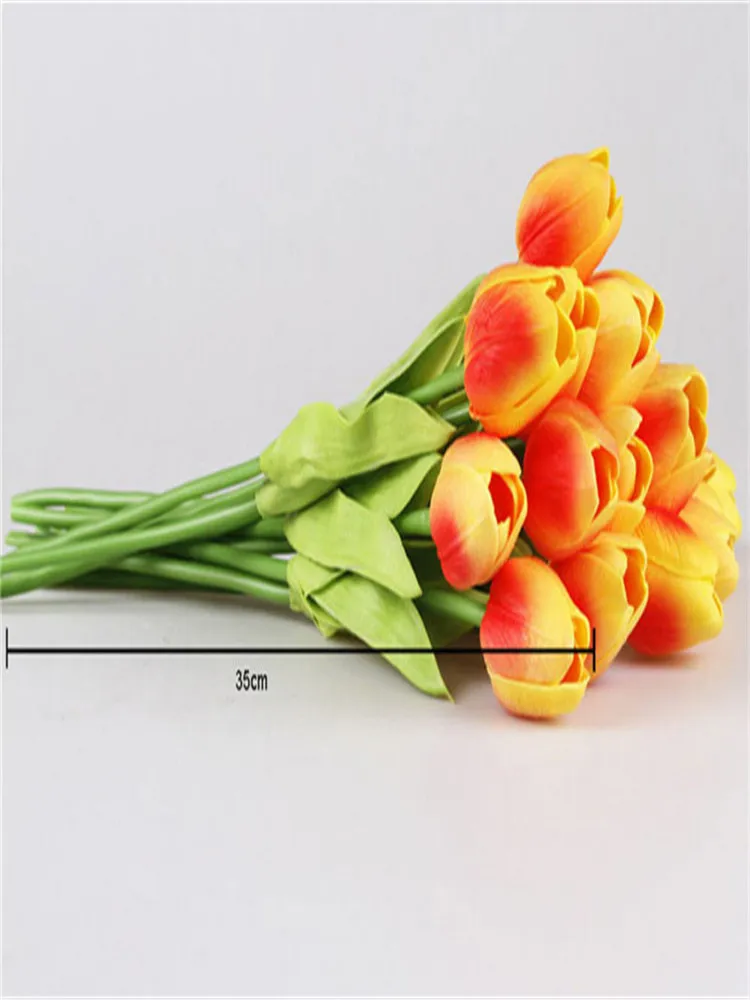 Tulip Artificial Flower Real Touch PU Artificial Bride Bouquet For Home Wedding Party Decorative Flowers& Wreaths